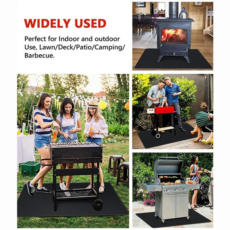 ABWR-Fire Resistant Grill Mat BBQ Grill Mat Folding Oil-Proof Grill Floor Pads Fireproof Floor Mat Fire Pit Mat For Deck