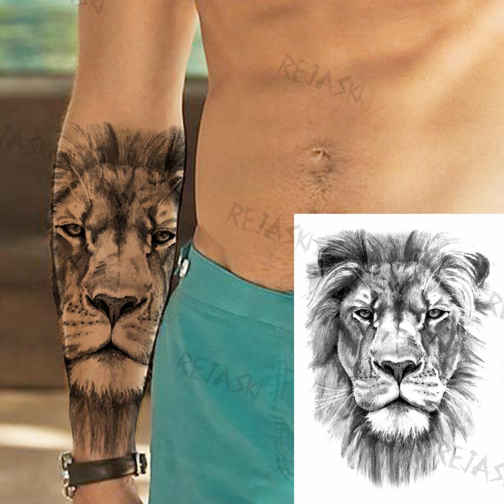 Tatouage Avant Bras Homme Lion Acheter Avant-bras Tribal Black Lion Tatouages temporaires pour hommes  Adultes Réaliste Fox Dagger Tiger Flower Faux tatouage Autocollant Bras  Tatoos | Joom