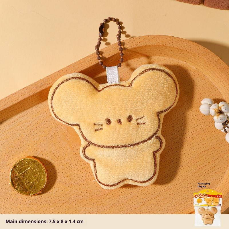 1/2Pcs Cute Cartoon Simulation Biscuit Bear Plush Pendant Keychain Kawaii Stuffed Doll Backpack Pendant Decorative Accessories