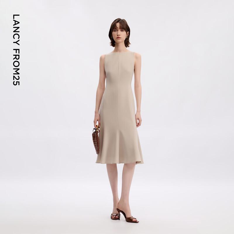 Elegant Sleeveless Triacetate Long A-Line Dress
