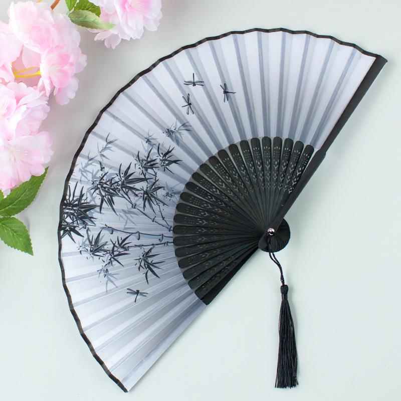 Classical Chinese Dance Fan - Handmade Bamboo Folding Fan for Wall Decor, Performance Costume & Partition Screen