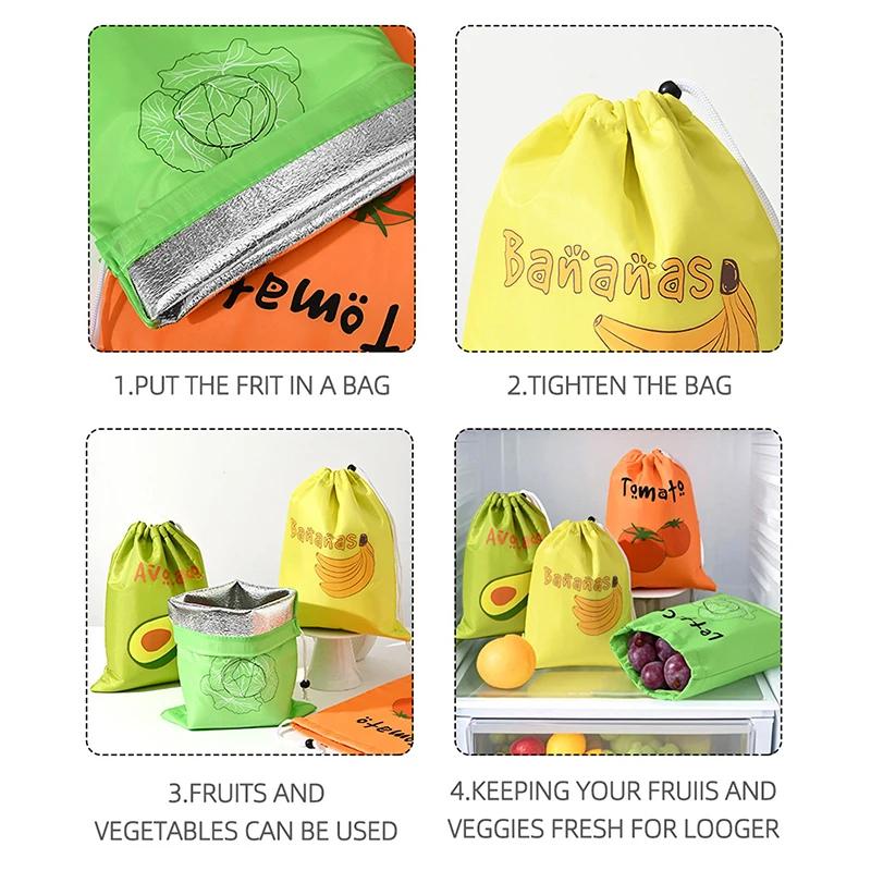 Fruit Vegetable Freshkeeping Bag Banana Storage Bag Vegetable Preservation Anti Ripening Insulated Drawstring Reusable