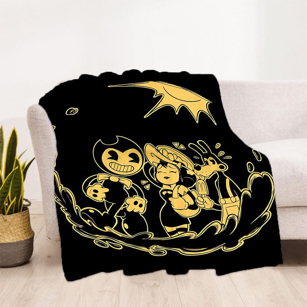 1 Stück Bendy and the Ink Machine Outdoor Flanell-Kuscheldecke - HD-Druck Leichte Weiche Warme Ganzjahresdecke für Sofa, Bett, Reisen, Camping 029