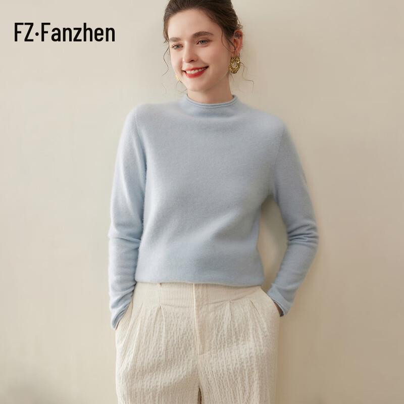 Fanzhen Women's 100% Cashmere Half-High Neck Sweater