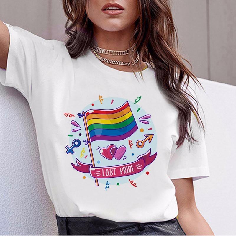 Women's T-Shirt For Women New Gay Pride Tshirt Female Love Lesbian Rainbow T-Shirt Is T-Shirt Summer Harajuku Top Tee
