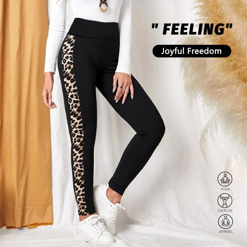 European and American women's clothing new leopard print comfortable casual yoga trousers high waist hip lift elastic pants