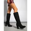 Heeled Fashion Boots 2025 Winter New Plus-size Block-heeled Sleeve Western Boots