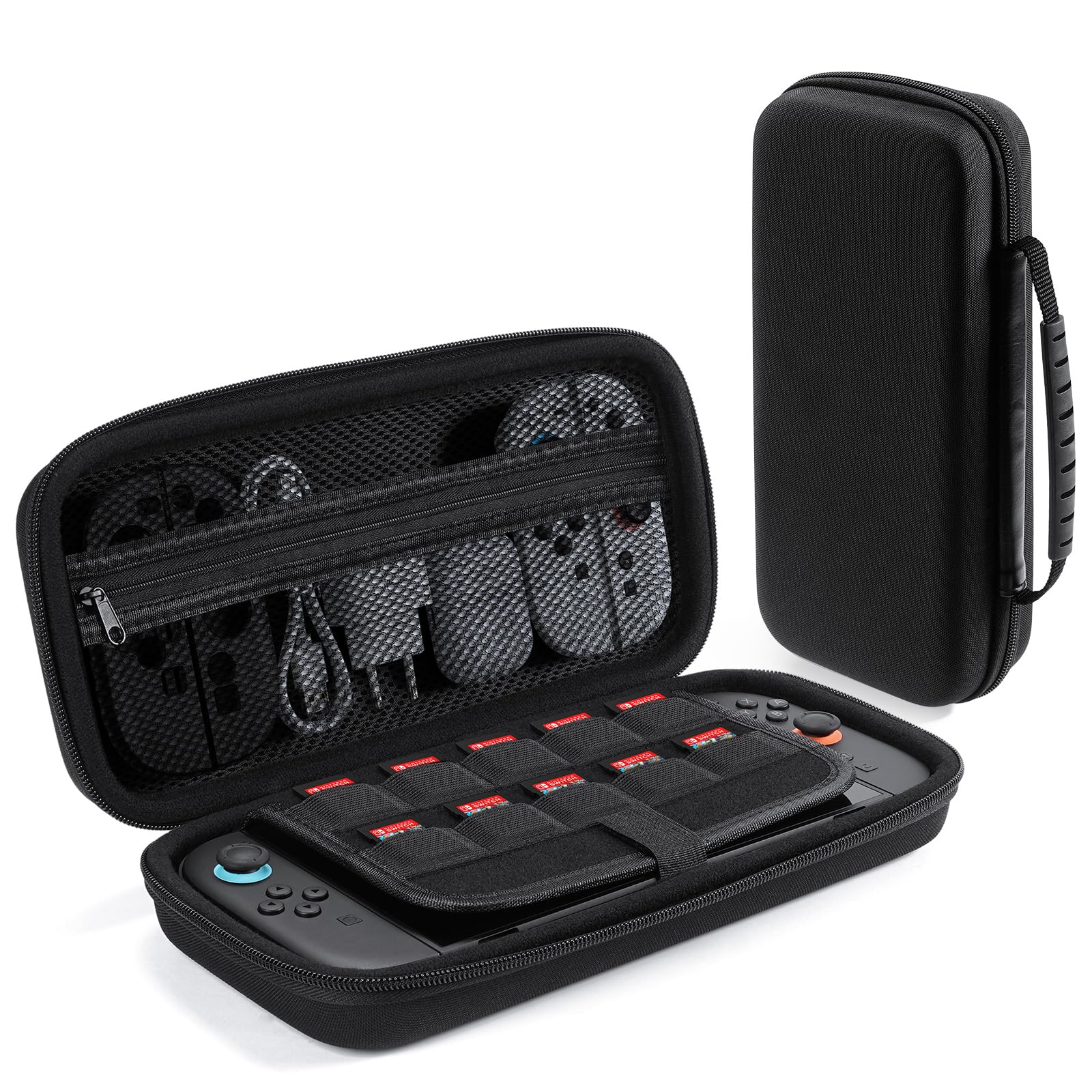 

Taosan Switch2 Compatible Pouch Carrying Case Water Repellent Holds 10 Game Cards Bag Protective Case Shockproof Dustproof Full Protection Easy to чёрный