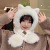 Cute Plush Beanie Hat Ear Protection Pullover Hats New Hat Scarf Kit  for Girls Women