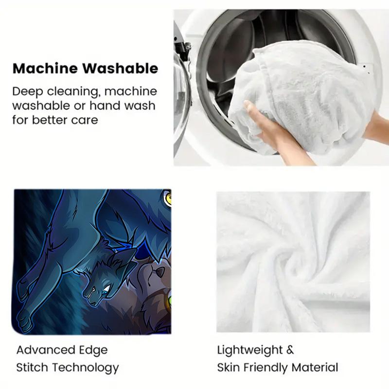 Cartoon Warrior Cats 2D Flat Pattern Flannel Blanket High quality All Seasons Warmth and Comfort Perfect for Christmas Gifts.