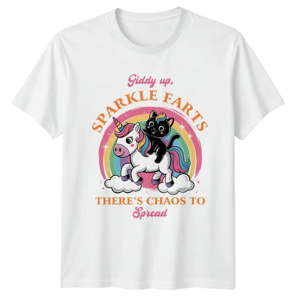 Giddy Up Sparkle Farts Theres Unisexs TShirt Unicorn Cat Birthday Gift For Her S