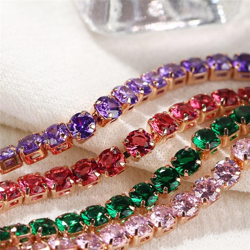 Stylish Stylish Zircon Crystal Cubic Zirconia Tennis Women Bracelets Gold Color Color Chain Shiny Charm Bracelets Armbanden Voor Vrouwen Bijou