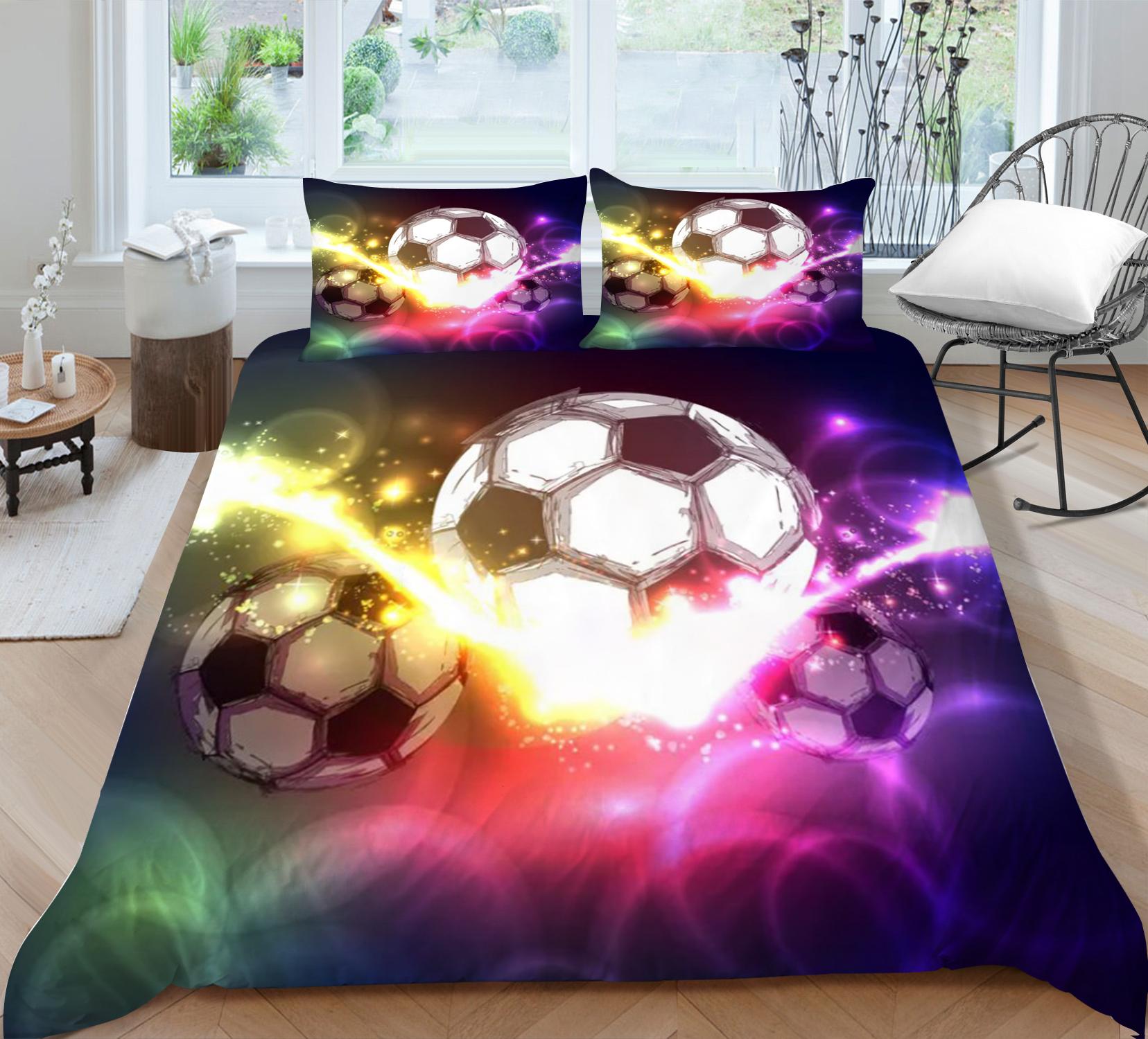 

Комплект постельного белья с принтом на футбольную тематику, пододеяльник с изображением футбола, наволочка, комплект из 2/3 предметов, ткань из микрофибры, AU/EU/US, полноразмерное украшение для дома Baby 100x135cm