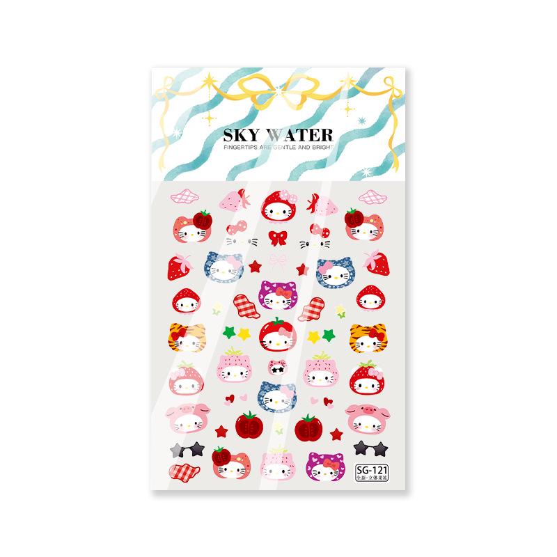 Sky Christmas Kitty Hat 6D Cat Cartoon Nail Art Stickers - Cute Embossed Wearable Kitty Nails