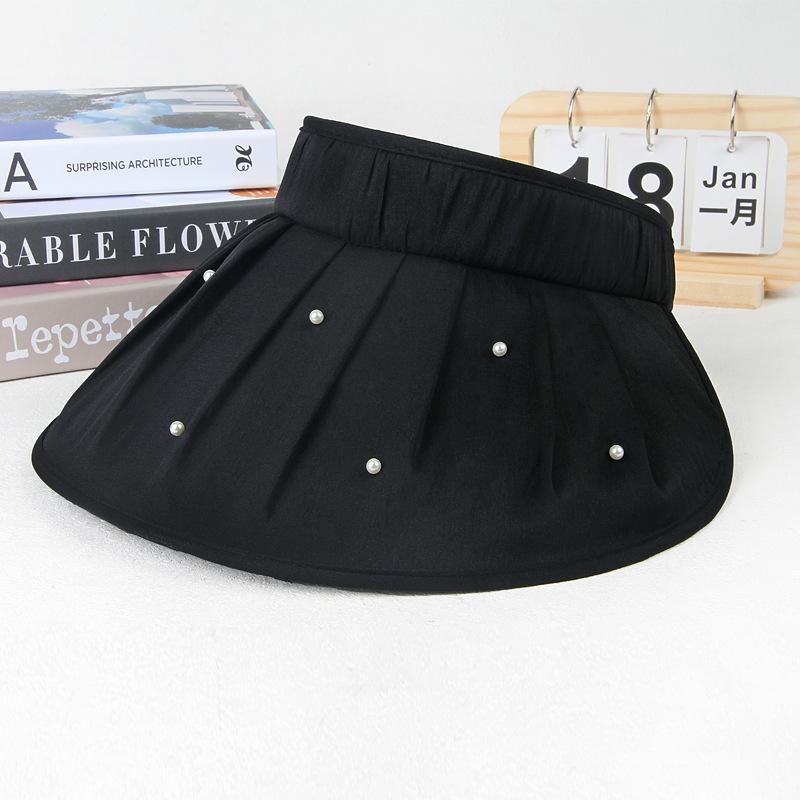 

2026 new big eaves empty top shell hat women s summer sunscreen visor high-end travel headband sun hat tide Adjustable чорний