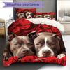 Pitbull and roses Pattern Bedding Home Decoration Birthday Gift (1 * duvet cover + 2 * pillowcase, without core)