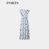PORTS Women's Summer Floral Print Belted Midi Dress SQ8D020VPS008