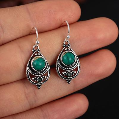 Gioielli di moda vintage pendenti con orecchini con pietre preziose naturali turchesi con gancio in argento 925