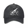 Acoustic Guitar Sketch Vintage Washed Baseball Cap Adjustable Outdoor Casual Sun Hat