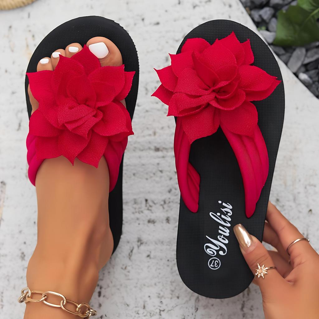 Women's, Flower Flat Slippers, Flip Flops, Flip Flops, Women's, Outerwear, Beach, Flat Slippers