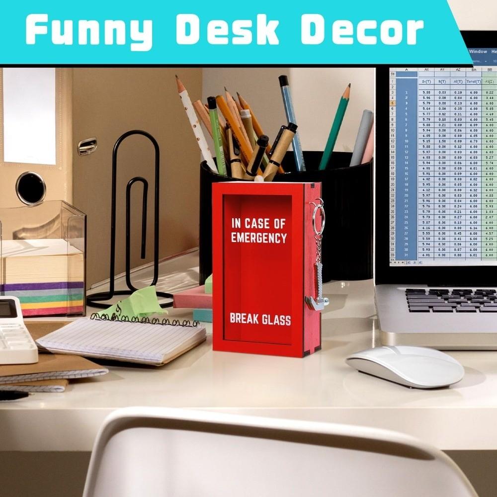 Break In Case Emergency Geschenkbox Rotes Holzmaterial Geschenkverpackungsbox mit Hammer Gag Geschenk-Organizer für Geburtstag Feiertag