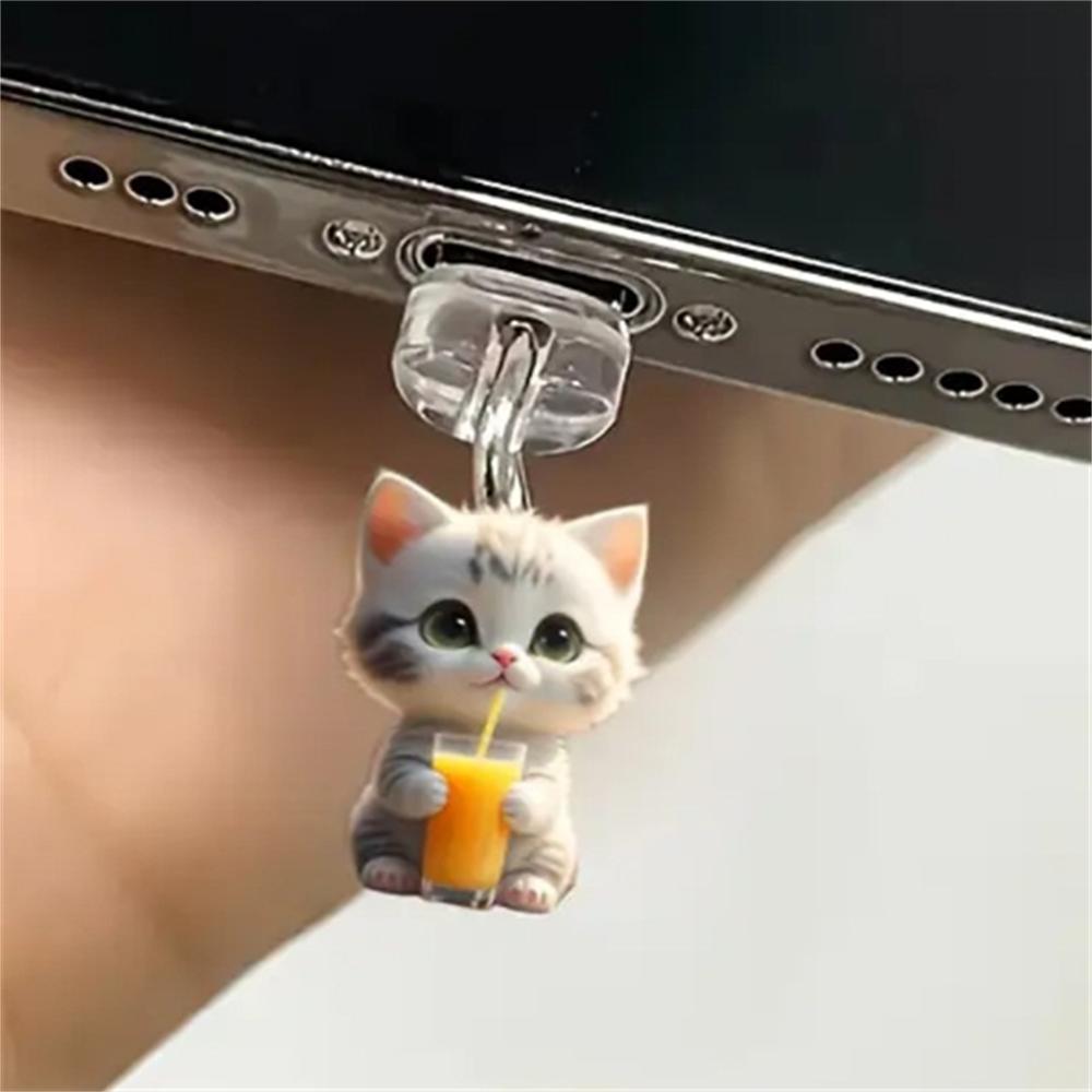 

Cat Pendant Lightweight Dust Plug Cellphone Accessory Oval Port Cover For Charging Port Fashion Accessory Personalization
