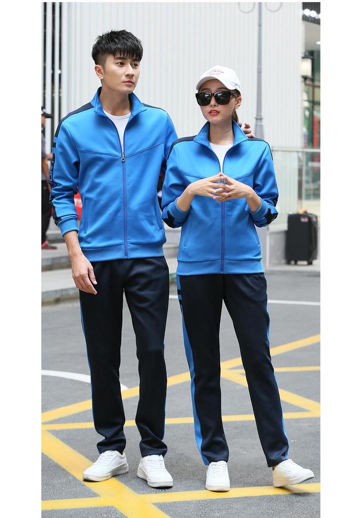 Casual Couple Sweatshirt & Jacket Set: Spring/Autumn Stand Collar Two-Piece School Uniform