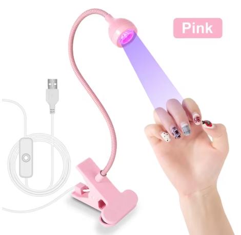 Nail LED UV Lamp for Drying Gel Nails Polish Clip-On Flexible Desk Mini Portable USB Nail Lamp UV Light Dryer for Manicure Salon