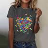 Women's Casual Floral Print Short Sleeved T-shirt With Round Neck  Top