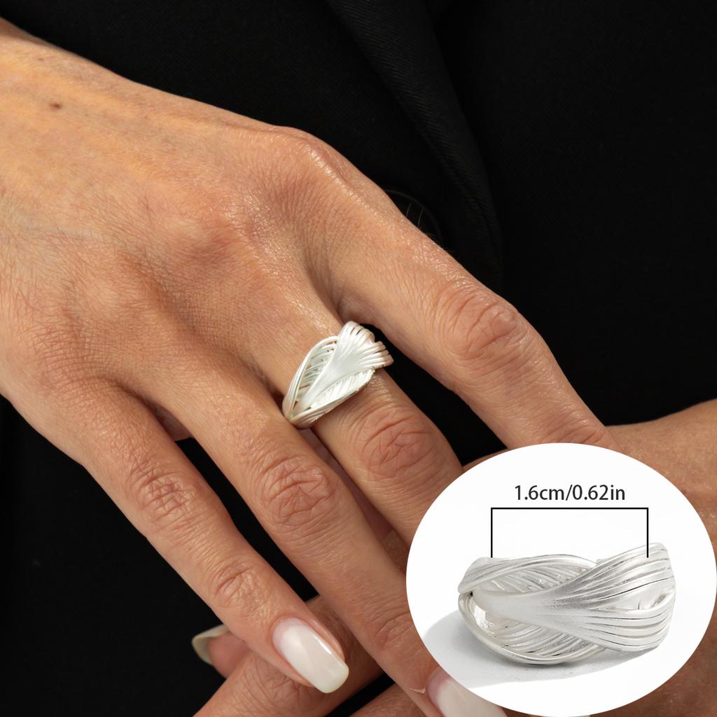 Matte Matte Love Wide Edge Ring Female, Metal Folded Matte Open Ring Index Finger Ring