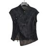 T-shirt nera a maniche corte in jacquard stile cinese da donna, estiva, vintage, elegante, camicetta