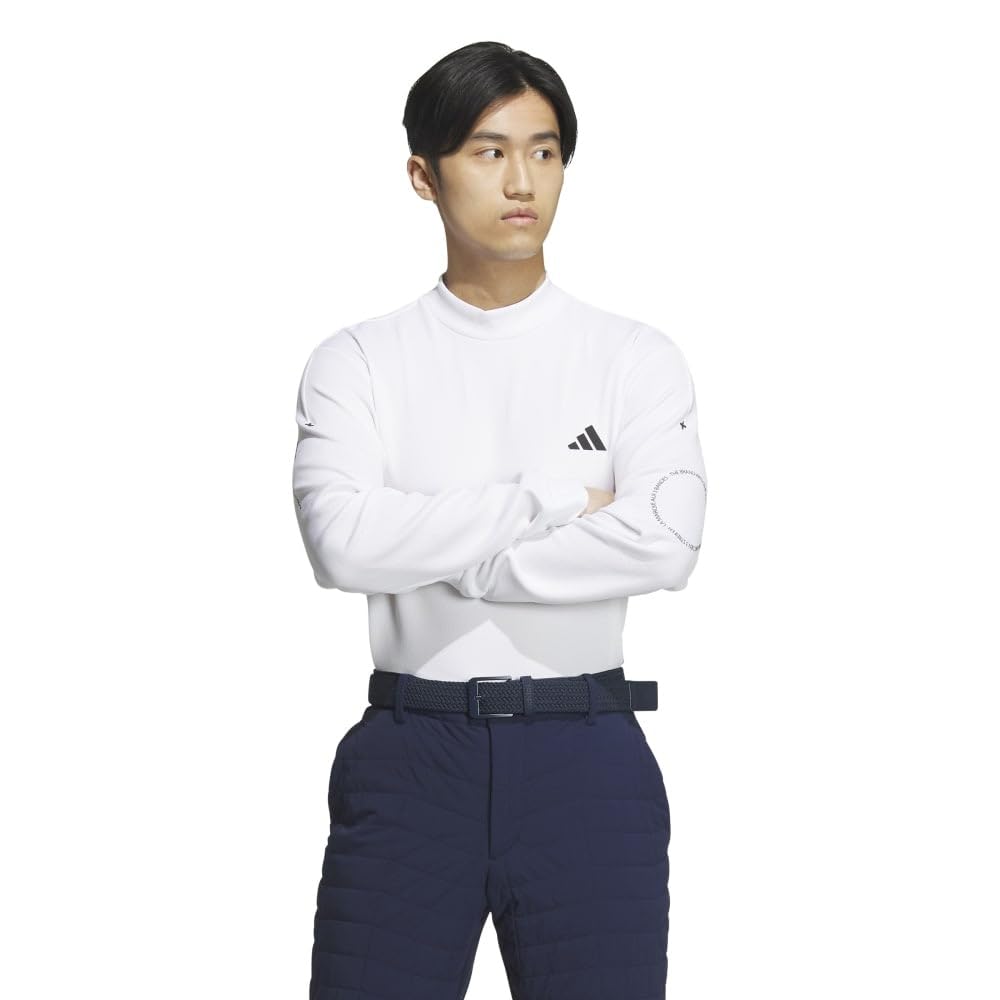 Adidas Golf Golf Poloshirt Schriftzug Grafik Rollkragen Langarmshirt Weiß Herren