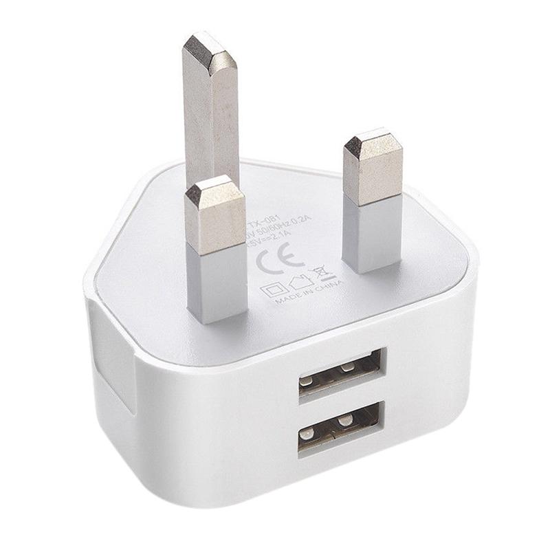 

Mains 3 Pin Plug Usb Adaptor Wall Charger Travel Charging Cable F Iphone Samsung