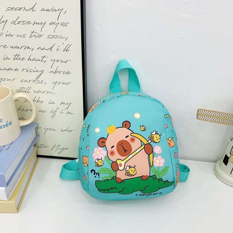 Pattern Capybara Kids Backpack With Cartoon Print Schoolbag Breathable Gift