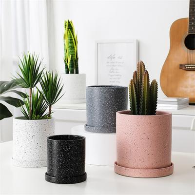 Ceramic Flowerpot Nordic Succulent Scindapsus Pot Orchid Container With Tray Office Bonsai Home Decor