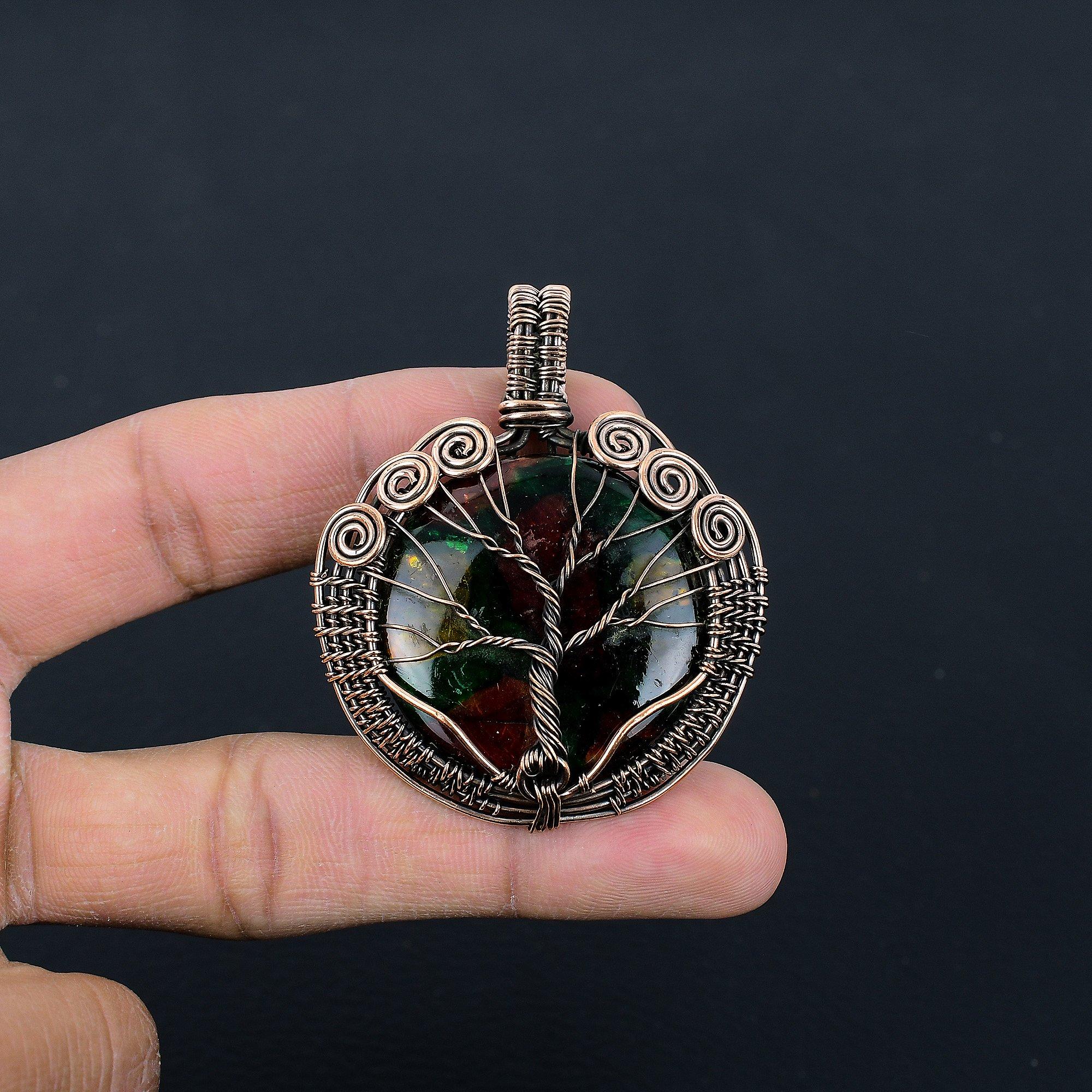 

Кулон Древо Жизни с мультиогненным лабрадоритом, ювелирное изделие из драгоценного камня, кулон, обернутый медной проволокой 999 пробы, подарок для женщин, кулон ручной работы 2.55 Inches