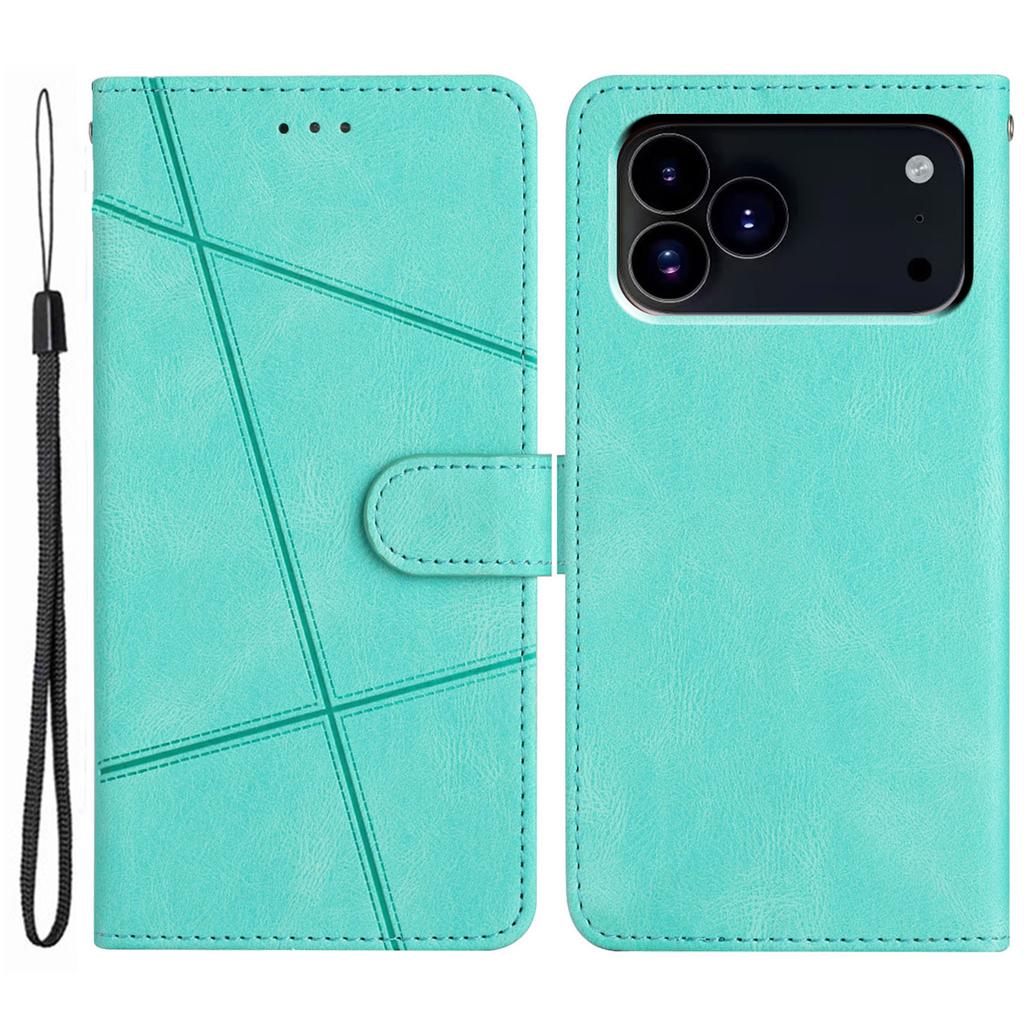 Für iPhone 17 Pro Brieftaschenhülle Liniengeprägtes Hautgefühl Leder Klapphandyhülle