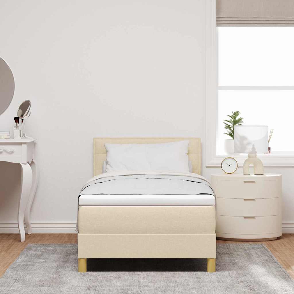 Box Spring Bed with Cushions and Adjustable Headboard Cream 80 x 200 cm Fabric