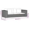 Sofa - vidaXL - 3-seater - Genuine Rattan - Removable Cushions - Contemporary Style