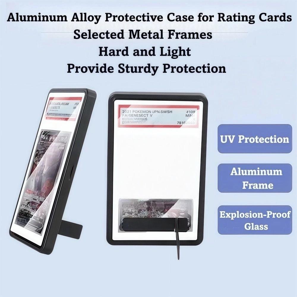 2-in-1 PSA/CGC Graded Card Protective Box with Stand Transparent Metal Magnetic Case Durable UV Protection Card Protective Case