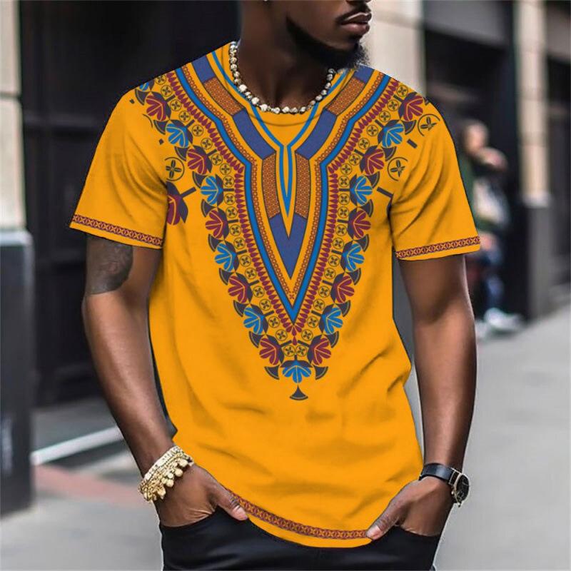 Dashiki tribale africano T-shirt 3D da uomo Moda Fresco Quotidiano Stile etnico T-shirt Outdoor Street Personalità Top Abbigliamento estivo