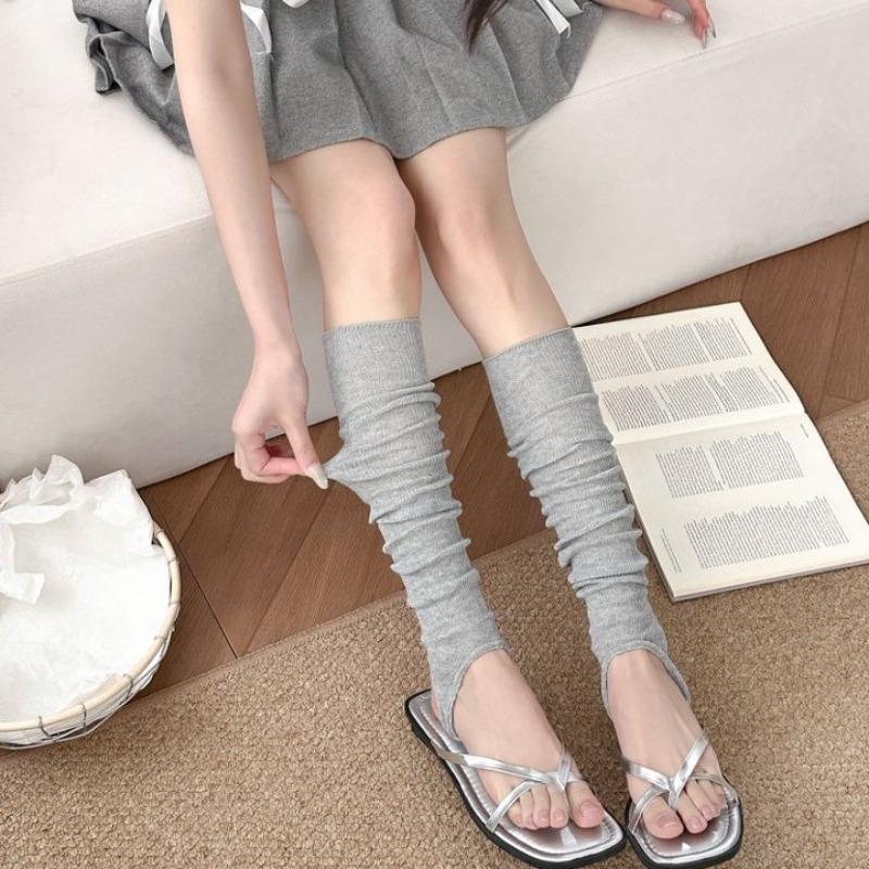 Foot Sock Set for Women in Summer, Lightweight, Breathable, Solid Color, Vertical Stripes, Slimming Effect, Versatile and Suitable for All Occasions.
