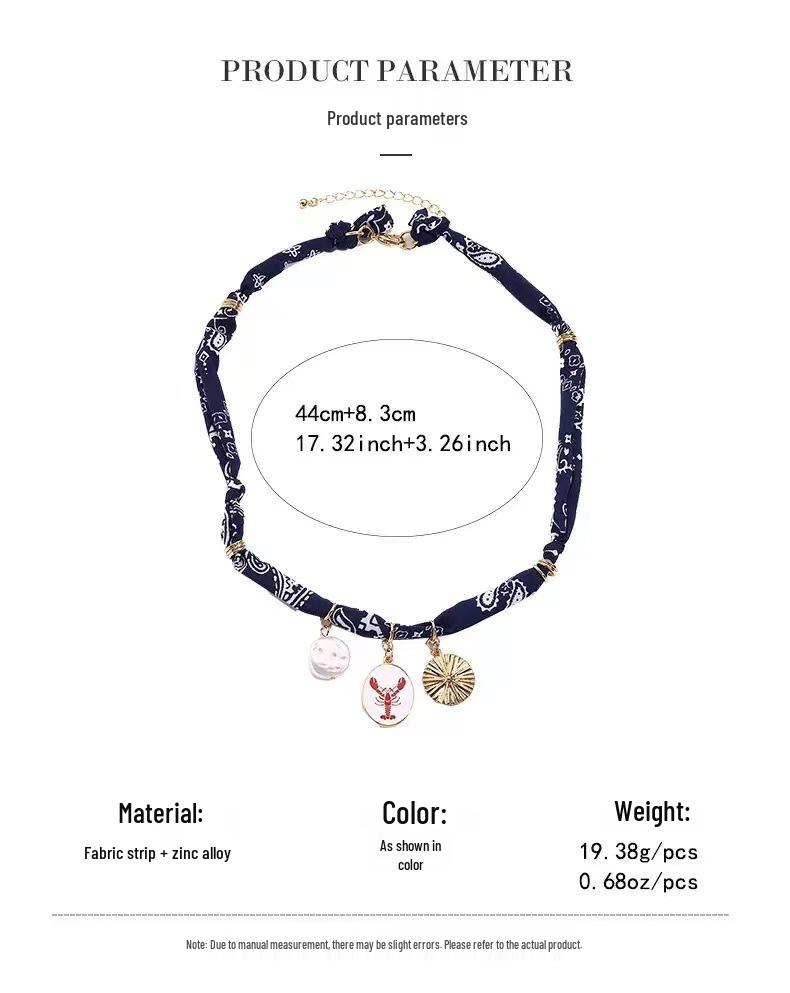 European & American Style Dopamine Color Silk Scarf Necklace with Christmas Bow and Multi-Pendant.