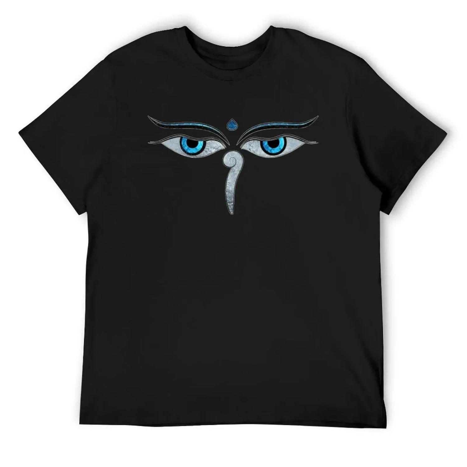 Wisdom Eyes of Buddha T-Shirt graphic shirts Anime t-shirt vintage mens clothing S чёрный