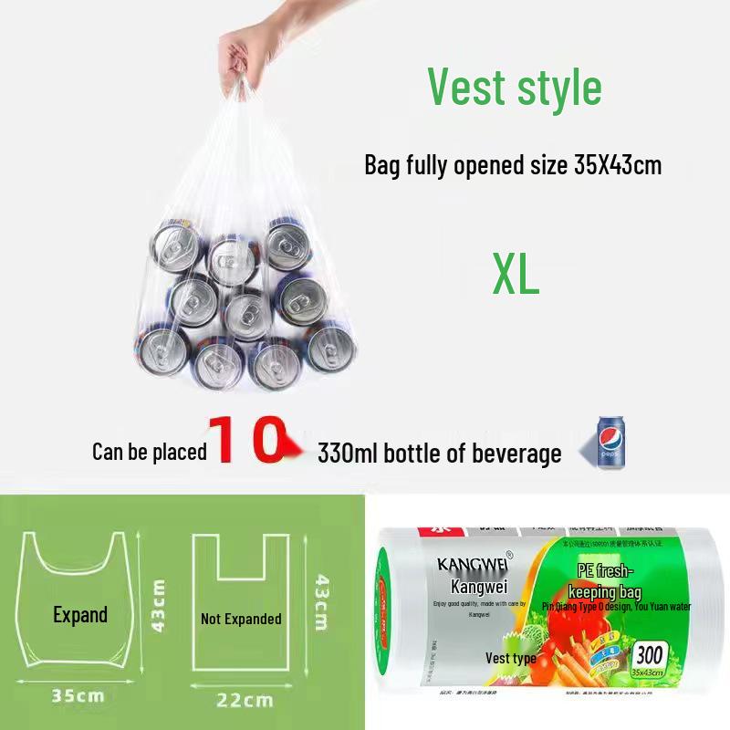 Transparent Disposable Food-Grade Produce Bags: Thickened, Handheld, Vest-Style Roll for Fresh Fruits