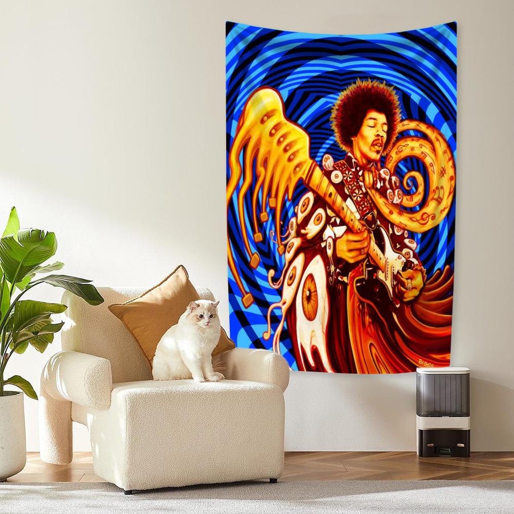 Rock Music Legends Tapestry Jimi Hendrixs Vintage Wall Hanging Carpets Bedroom Or Home Decor Concert Background Cloth