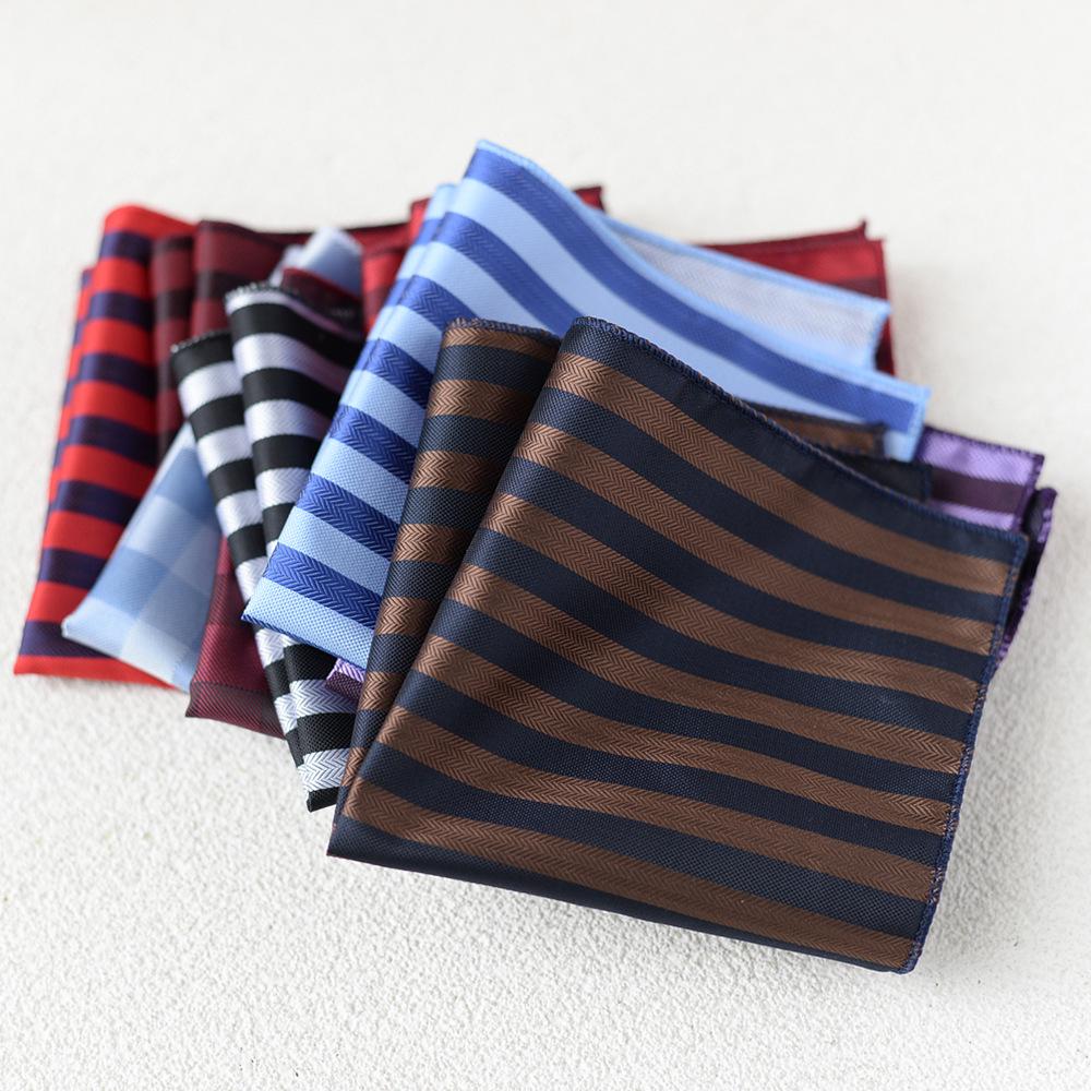 Striped Polyester Silk Pocket Square for Wedding or Business