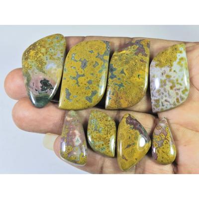 180Cts. Natural Ocean Jasper Fancy Cabochon Loose Gemstone 8Pcs Lot 23-42 MM C-1417