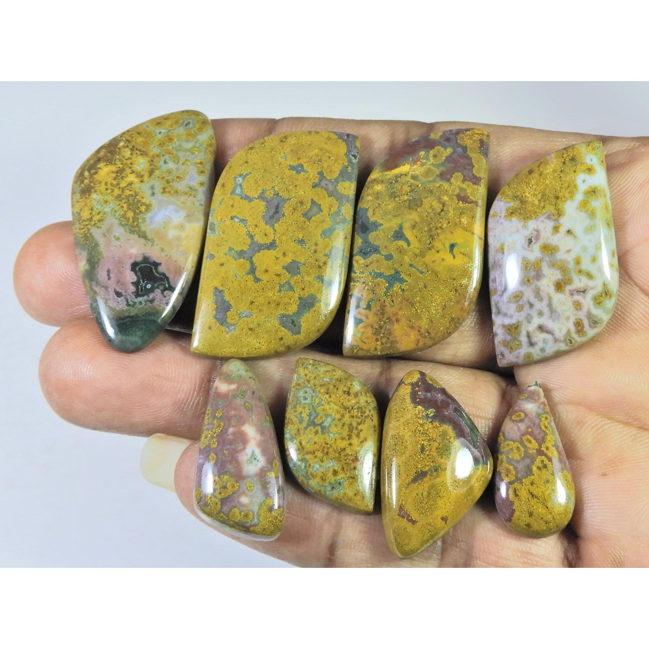 

180Cts. Natural Ocean Jasper Fancy Cabochon Loose Gemstone 8Pcs Lot 23-42 MM C-1417