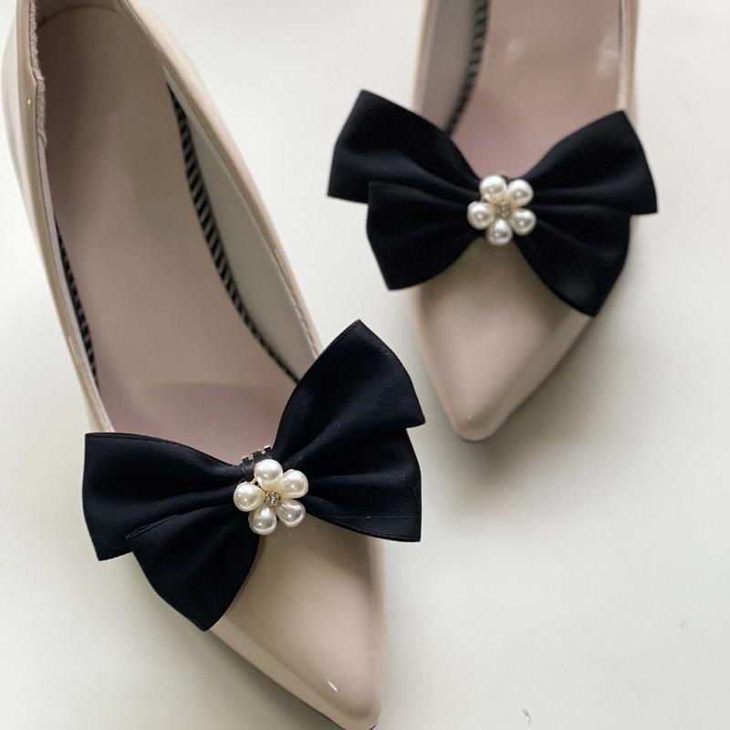 Elegant Bowknot Shoe Clip for Flats Pumps Decorative Shoe Accessories Clip Women Wedding Party Shoe Decorations Clip